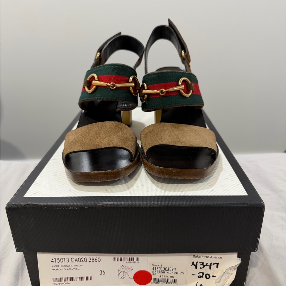 Gucci Women's Brown and Green Sandals